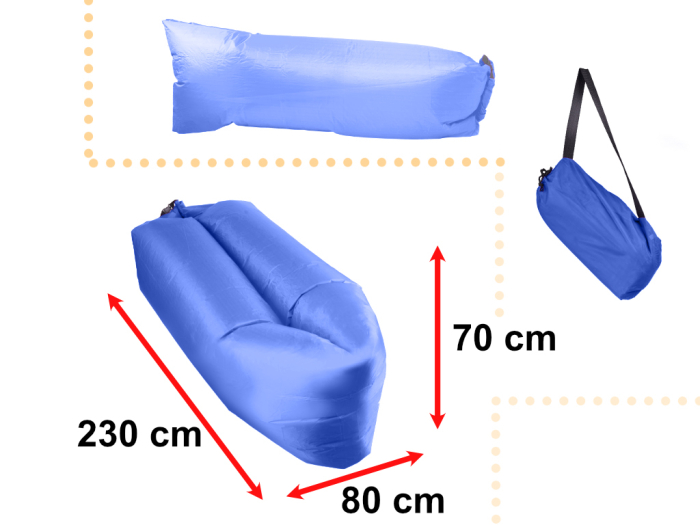 Saltea Autogonflabila Lazy Bag tip sezlong 230 x 70 cm culoare Bleumarin pentru camping plaja sau piscina - IoArtify.ro [3]
