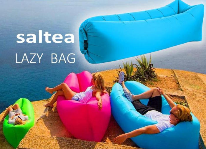 Saltea Autogonflabila Lazy Bag tip sezlong 230 x 70 cm culoare Bleumarin pentru camping plaja sau piscina - IoArtify.ro [4]