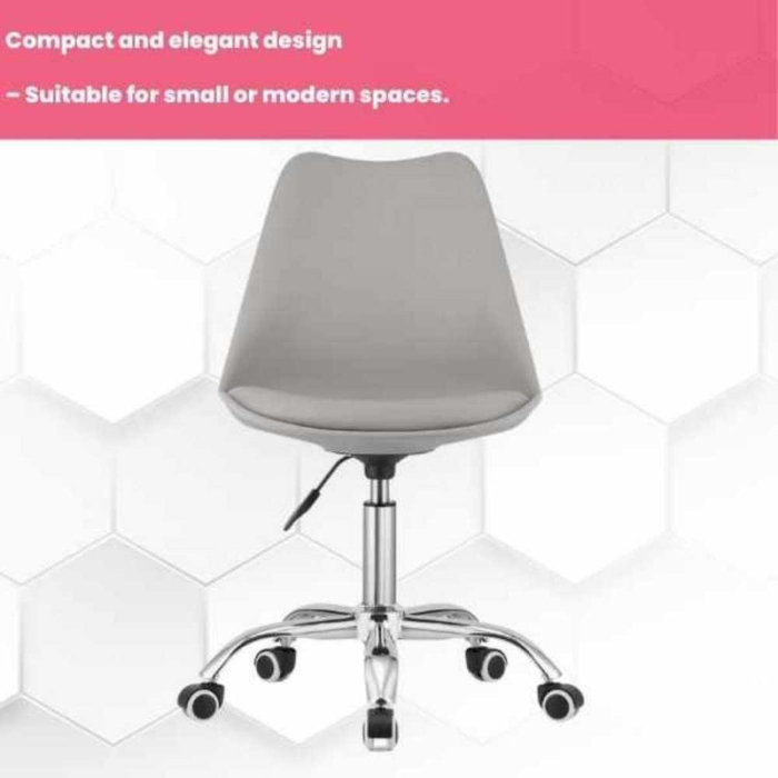 Scaun de Birou cu 5 Roti din Cauciuc Perna din Piele Ecologica si Sezut din PP Cadru Aluminiu 49 x 42 x 86-101 cm Gri si Casti Wireless cu LED si Slot Card Model Urechi Pisica Roz – IoArtify.ro [2]