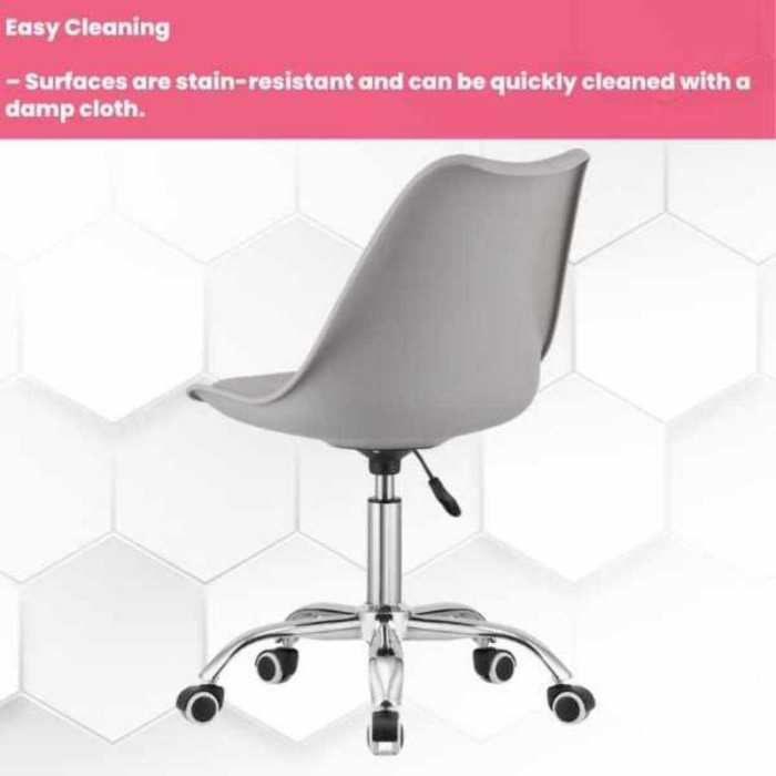 Scaun de Birou cu 5 Roti din Cauciuc Perna din Piele Ecologica si Sezut din PP Cadru Aluminiu 49 x 42 x 86-101 cm Gri si Casti Wireless cu LED si Slot Card Model Urechi Pisica Roz – IoArtify.ro [3]