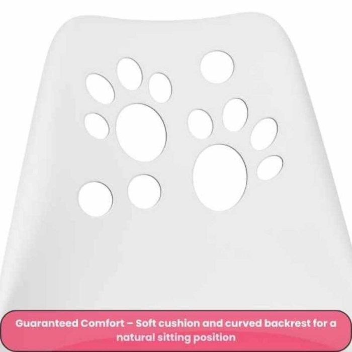 Scaun de Birou cu 5 Roti din Cauciuc Perna din Piele Ecologica si Sezut din PP Cadru Aluminiu 50 x 60 x 89 cm Alb cu Roz si Casti Wireless cu LED si Slot Card Model Urechi Pisica Roz – IoArtify.ro [4]