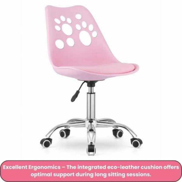 Scaun de Birou cu 5 Roti din Cauciuc Perna din Piele Ecologica si Sezut din PP Cadru Aluminiu 50 x 60 x 89 cm Roz si Casti Wireless cu LED si Slot Card Model Urechi Pisica Roz – IoArtify.ro [2]