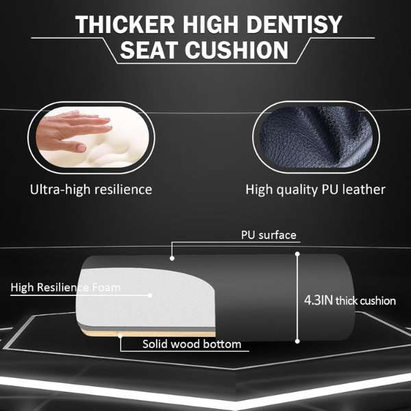 Scaun de Gaming cu Perna Lombara si Suport pentru Picioare Unghi 155 Grade Cadru Aluminiu Maxim 150 Kg 64116-123 cm Negru - IoArtify.ro [6]