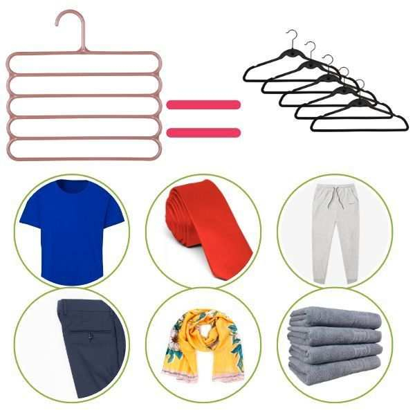 Set 10 Umerase din Plastic cu 5 Pozitii pentru Pantaloni Fuste sau Cravate 31 x 31 cm Maro - IoArtify.ro [3]