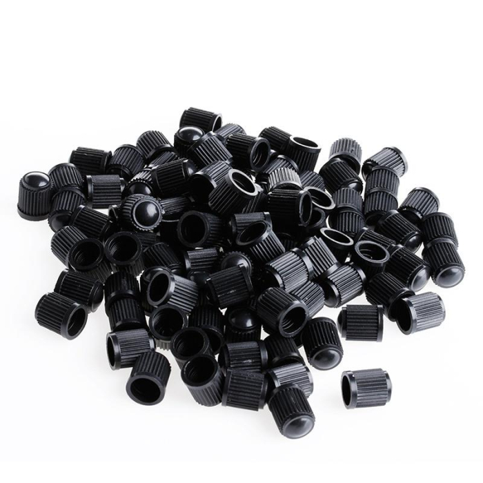 Set 100 buc capace valva ventil din plastic negru pentru autoturisme camioane biciclete moto ATV Quad - IoArtify.ro [2]
