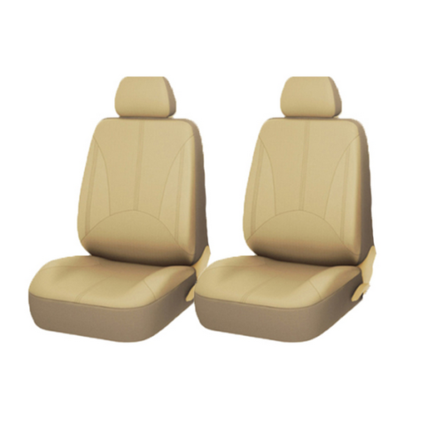 Set 11 Huse Auto Universale din Piele Ecologică Bej pentru Scaune, Protecție și Stil [3]