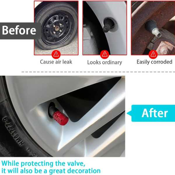 Set 12 Capace Hexagonale pentru Valva Auto Aliaj Aluminiu Lungime 1.8 cm Rosu - IoArtify.ro [6]