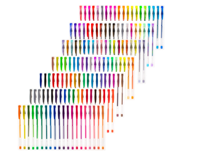 Set 140 piese Pixuri cu gel multicolor cu sclipici varf fin 0.7 mm – IoArtify.ro [6]