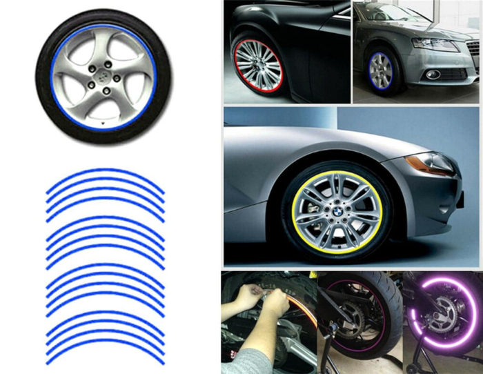 Set 16 ornamente Reflectorizante pentru jante auto moto culoare Albastra rezistente la apa - IoArtify.ro [4]