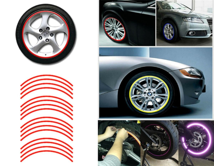 Set 16 ornamente Reflectorizante pentru jante auto moto culoare Rosie rezistente la apa - IoArtify.ro [4]