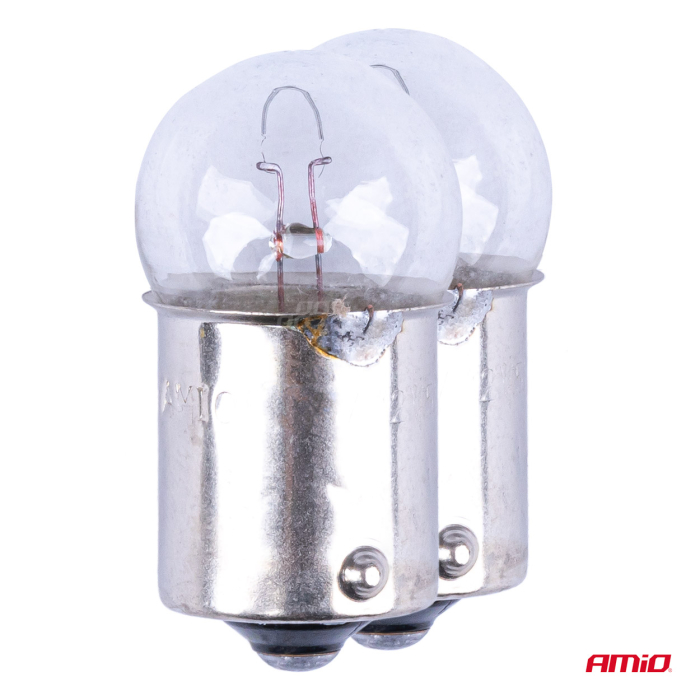 Set 2 Becuri Halogen BA15s 12V 10W, Soclu R10W, Transparent, Omologate, Ambalare Blister [2]