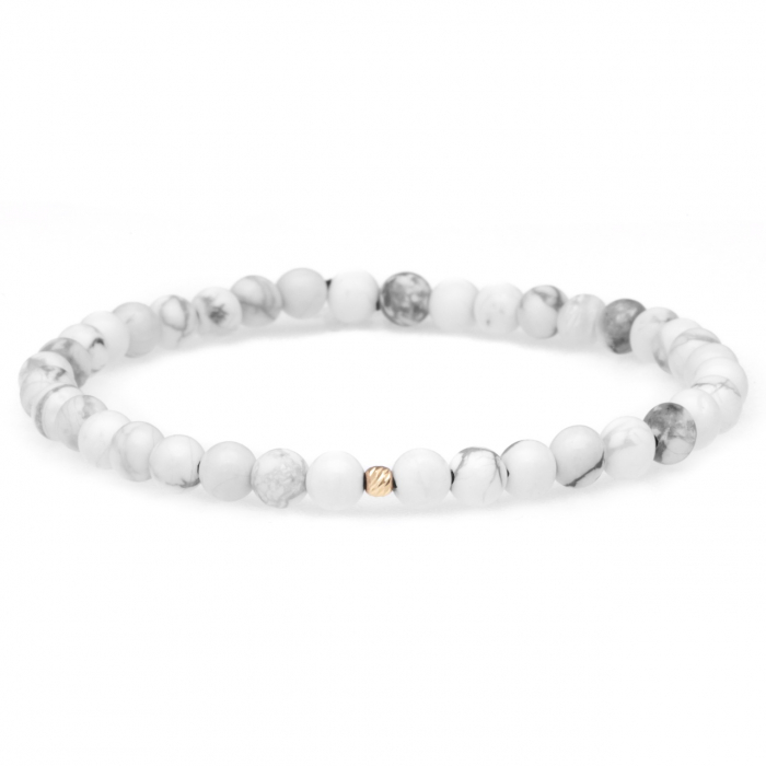 Set de 2 Brățări Elegance cu Howlit și Bile din Aur 14K – Cadou Perfect pentru Cuplu [2]