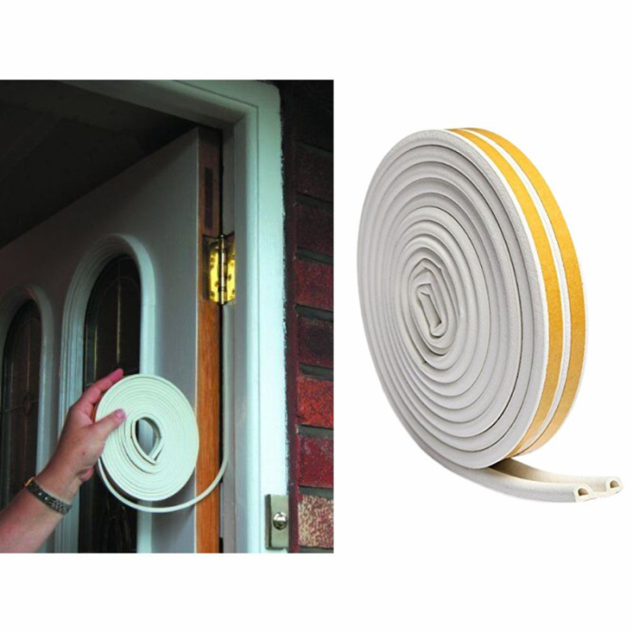 Set 3 buc Banda autoadeziva pentru etansarea usilor si ferestrelor Profil P 9mm x 5.5mm Rezistenta UV Cauciuc EPDM 6 m Alb - IoArtify.ro [6]