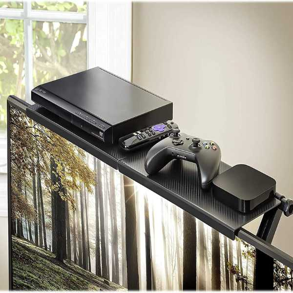 Set 2 buc Raft Reglabil de Depozitare pentru TV sau Monitoare LCD Capacitate Maxim 4 Kg 30 x 11 x 3 cm Negru – IoArtify.ro [8]