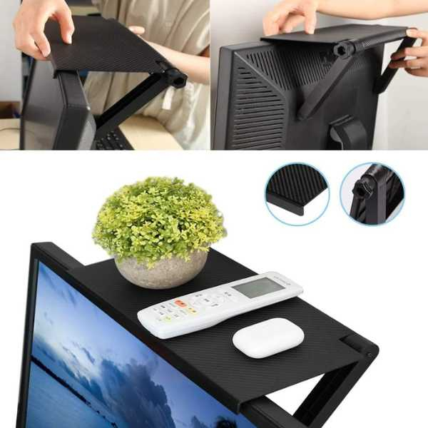 Set 2 buc Raft Reglabil de Depozitare pentru TV sau Monitoare LCD Capacitate Maxim 4 Kg 30 x 11 x 3 cm Negru – IoArtify.ro [7]