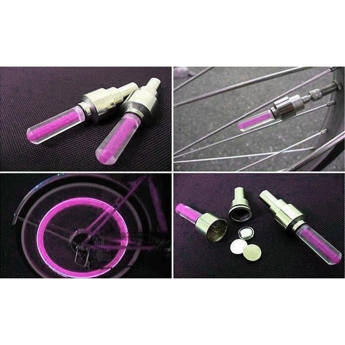 Set 2 Capace Valva cu LED Roz, Senzor de Mișcare și Lumina Automată pentru Mașini și Biciclete [3]