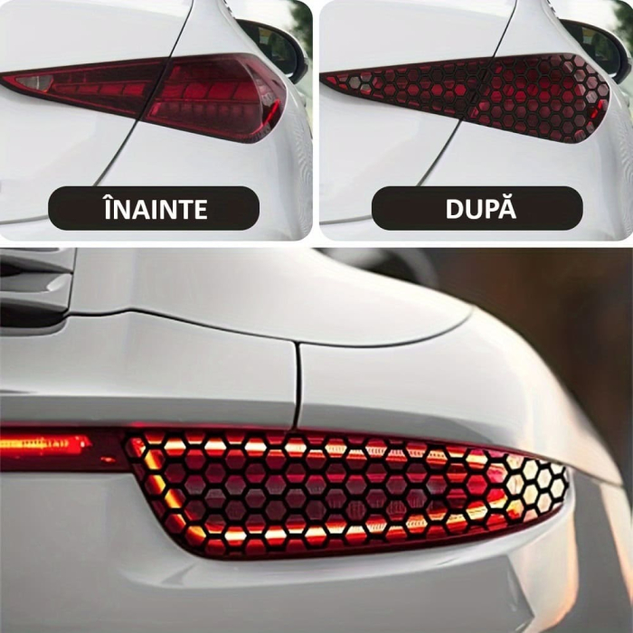 Set 2 Folii Autoadezive Decupate pentru Decorarea Stopurilor Auto, Culoare Negru Mat, Dimensiune 2x48x30cm [2]