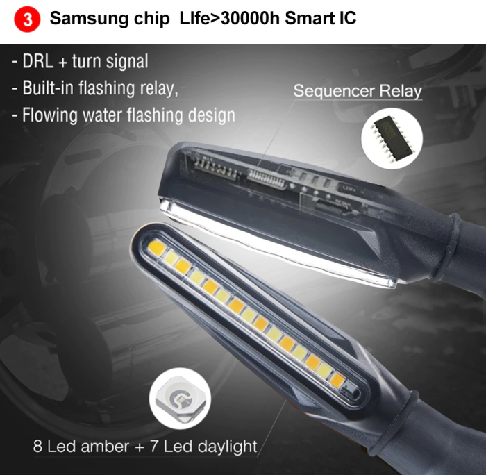 Set 2 lampi Semnalizare Moto SECVENTIALA cu 2 functii pozitie si semnalizare 12V - IoArtify.ro [7]