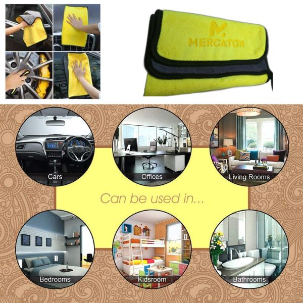 Set 2 Lavete Profesionale Mercaton din Microfibra Ultra-Absorbante 800 GSM pe metru pătrat Gri cu Galben 30 x 60 cm – IoArtify.ro [8]