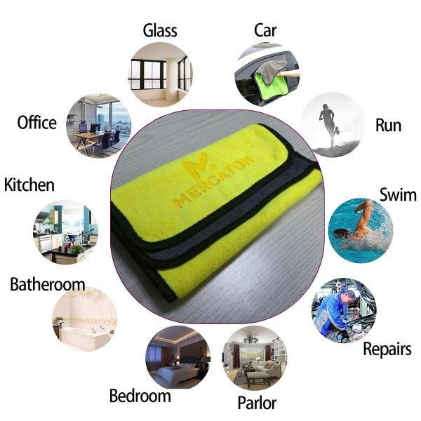 Set 2 Lavete Profesionale Mercaton din Microfibra Ultra-Absorbante 800 GSM pe metru pătrat Gri cu Galben 30 x 60 cm – IoArtify.ro [5]