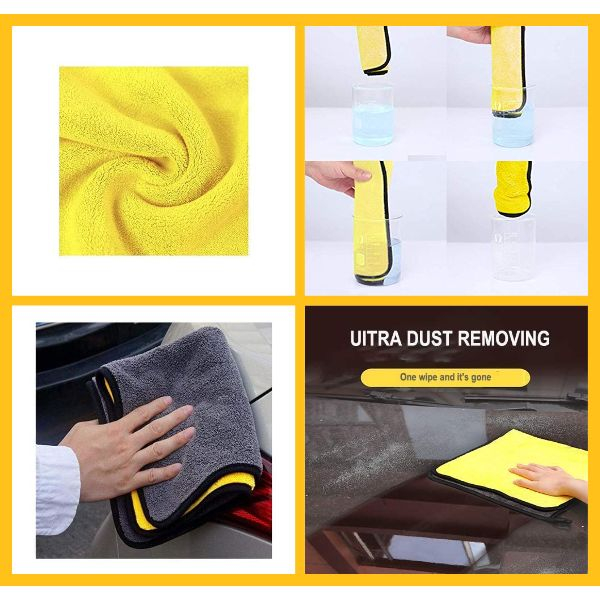 Set 2 Lavete Profesionale Mercaton din Microfibra Ultra-Absorbante 800 GSM pe metru pătrat Gri cu Galben 30 x 60 cm – IoArtify.ro [6]