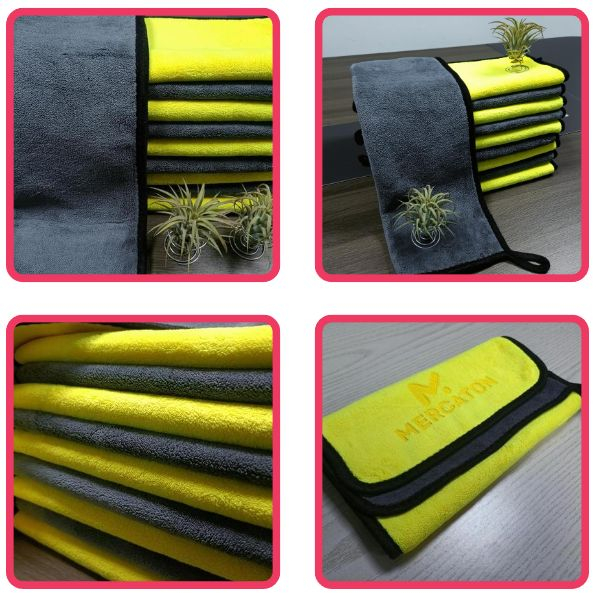 Set 2 Lavete Profesionale Mercaton din Microfibra Ultra-Absorbante 800 GSM pe metru pătrat Gri cu Galben 30 x 60 cm – IoArtify.ro [3]