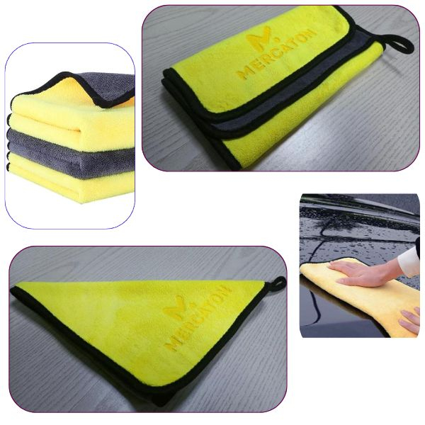 Set 2 Lavete Profesionale Mercaton din Microfibra Ultra-Absorbante 800 GSM pe metru pătrat Gri cu Galben 30 x 60 cm – IoArtify.ro [7]