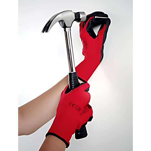 Set 2 Manusi cu Palme Acoperite din Latex Calibru 13 Respirabile Rosu cu Negru Marimea 9 L - IoArtify.ro [2]