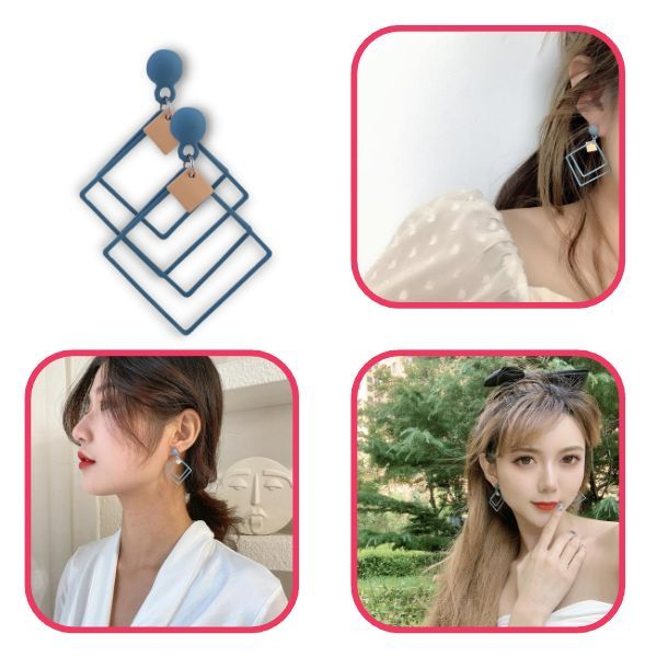 Set 2 Perechi de Cercei Royal Deluxe Galbeni si Albastru cu Auriu din Aliaj Metalic – IoArtify.ro [6]