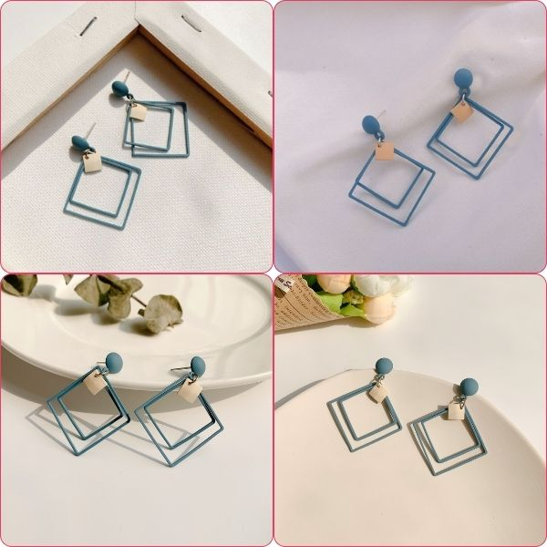 Set 2 Perechi de Cercei Royal Deluxe Galbeni si Albastru cu Auriu din Aliaj Metalic – IoArtify.ro [5]