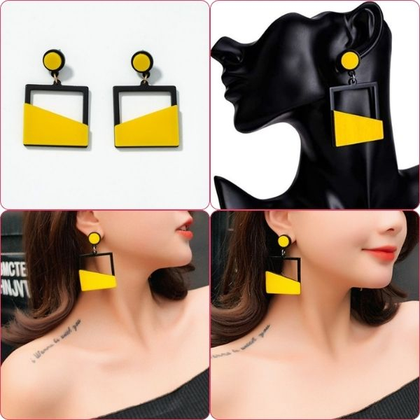 Set 2 Perechi de Cercei Royal Deluxe Galbeni si Albastru cu Auriu din Aliaj Metalic – IoArtify.ro [4]