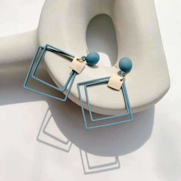 Set 2 Perechi de Cercei Royal Deluxe Galbeni si Albastru cu Auriu din Aliaj Metalic – IoArtify.ro [3]