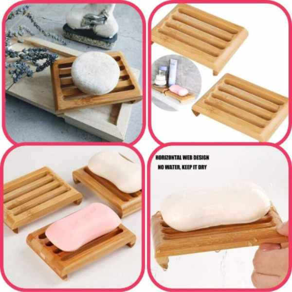 Set 2 Piese din Bambus Cutie Depozitare Betisoare de Ureche si Sapuniera Anti-Derapanta cu Drenaj Apa Maro – IoArtify.ro [8]