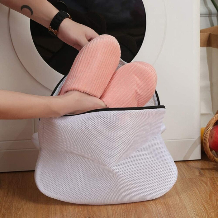 Set 2 Saculeti din poliester cu fermoar pentru spalarea si protejarea pantofilor si a hainelor de dimensiuni mici 42 x 24 x 24 cm Alb - IoArtify.ro [3]