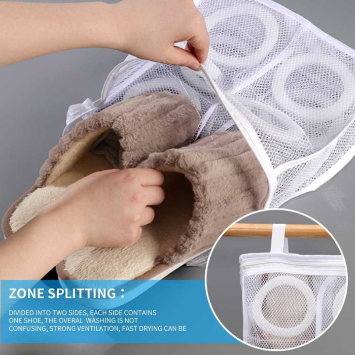 Set 2 Saculeti pentru Spalarea si Uscarea Incaltamintei si a Hainelor de Dimensiuni Mici Poliester 28 x 27 cm Alb - IoArtify.ro [3]