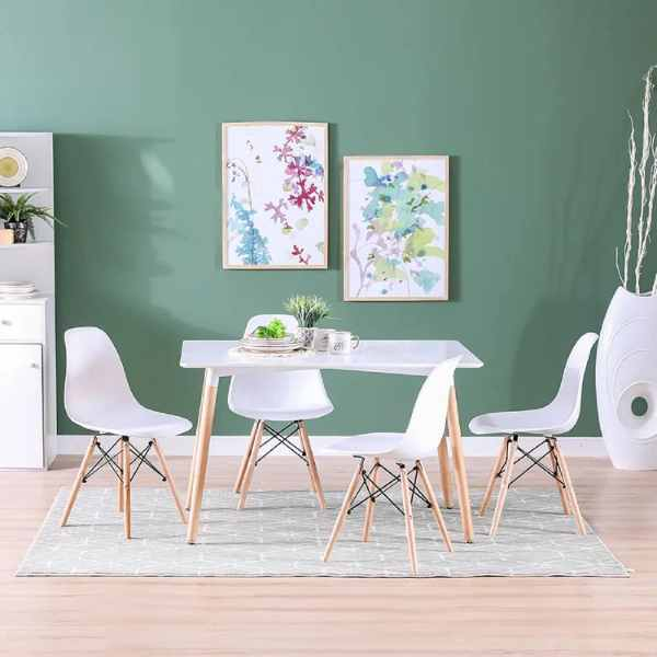 Set 2 Scaune Acerenza Stil Scandinav cu Picioare din Lemn de Fag si Cadru Metalic Maxim 100 Kg 40 x 50 x 77 cm Alb – IoArtify.ro [7]