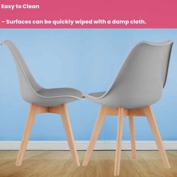 Set 2 Scaune Grosseto Stil Scandinav cu Picioare din Lemn si Sezut din PP 49 x 45 x 82 cm Gri Deschis - IoArtify.ro [5]