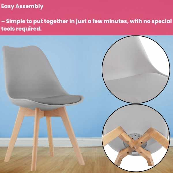 Set 2 Scaune Grosseto Stil Scandinav cu Picioare din Lemn si Sezut din PP 49 x 45 x 82 cm Gri Deschis - IoArtify.ro [6]