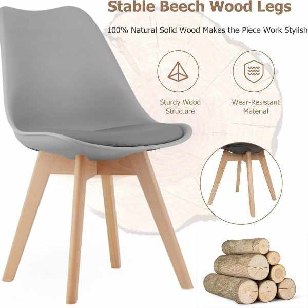 Set 2 Scaune Grosseto Stil Scandinav cu Picioare din Lemn si Sezut din PP 49 x 45 x 82 cm Gri Deschis - IoArtify.ro [7]