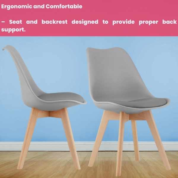 Set 2 Scaune Grosseto Stil Scandinav cu Picioare din Lemn si Sezut din PP 49 x 45 x 82 cm Gri Deschis - IoArtify.ro [4]