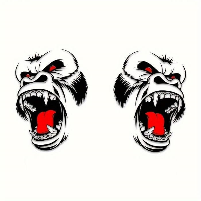 Set 2 stickere autoadezive Tuning in doua culori model Gorilla dimensiune 70 x 47 cm culoare Negru si Rosu – IoArtify.ro [3]