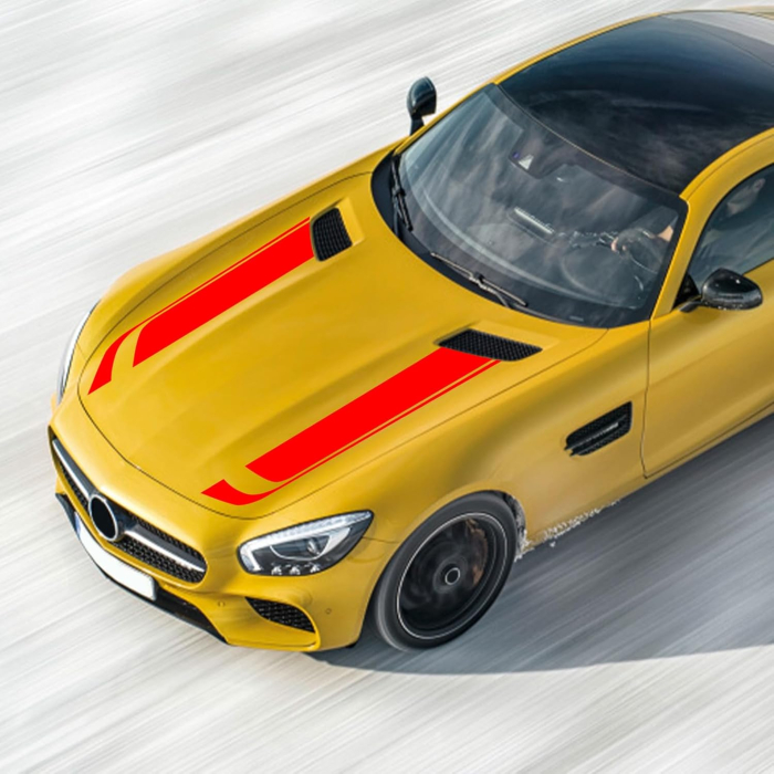 Set 2 stickere autoadezive Tuning model Hood Stripes V1 dimensiune 85 x 12 cm culoare Rosie - IoArtify.ro [3]