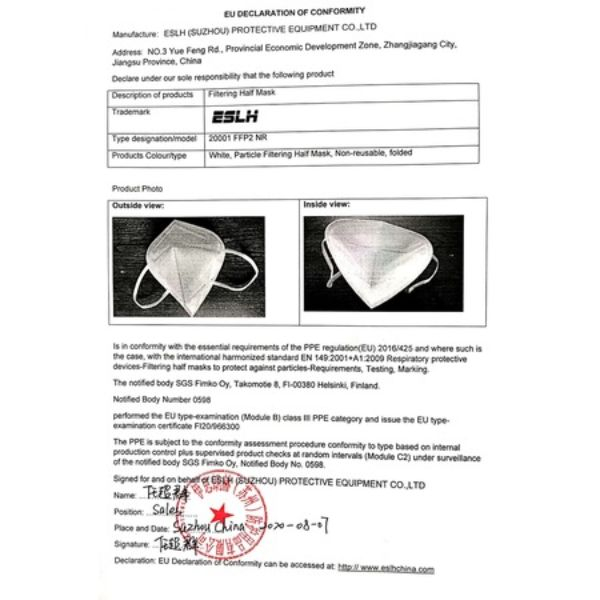 Set 20 buc Masca de protectie KN95 cu 5 straturi CE0598 FFP2 certificate CE Alb strat filtrare ridicata - IoArtify.ro [5]