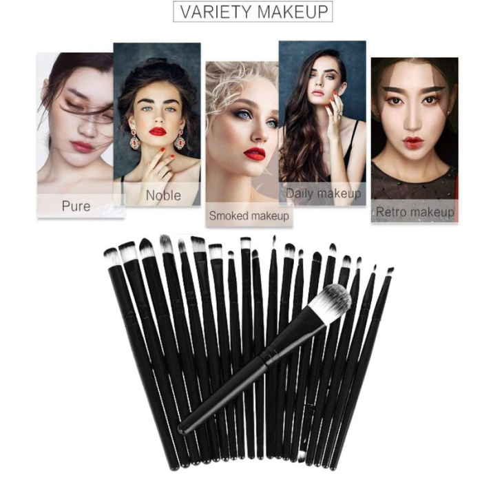 Set 20 Perii pentru Makeup Antialergice Lungime 15 cm Pot fi spalate Negru – IoArtify.ro [7]