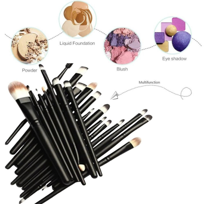 Set 20 Perii pentru Makeup Antialergice Lungime 15 cm Pot fi spalate Negru – IoArtify.ro [8]