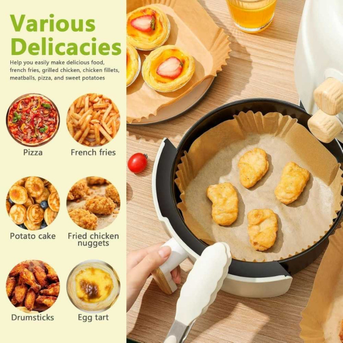 Set 200 Hartii de copt sau prajit pentru Airfryer Forma patrat 20 x 20 cm in suport de plastic cu capac – IoArtify.ro [6]