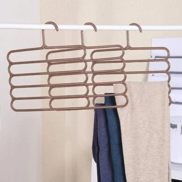 Set 24 Umerase Multifuncționale din Plastic Maro cu 5 Pozitii Antiderapante pentru Organizare Eficientă a Garderobei [2]