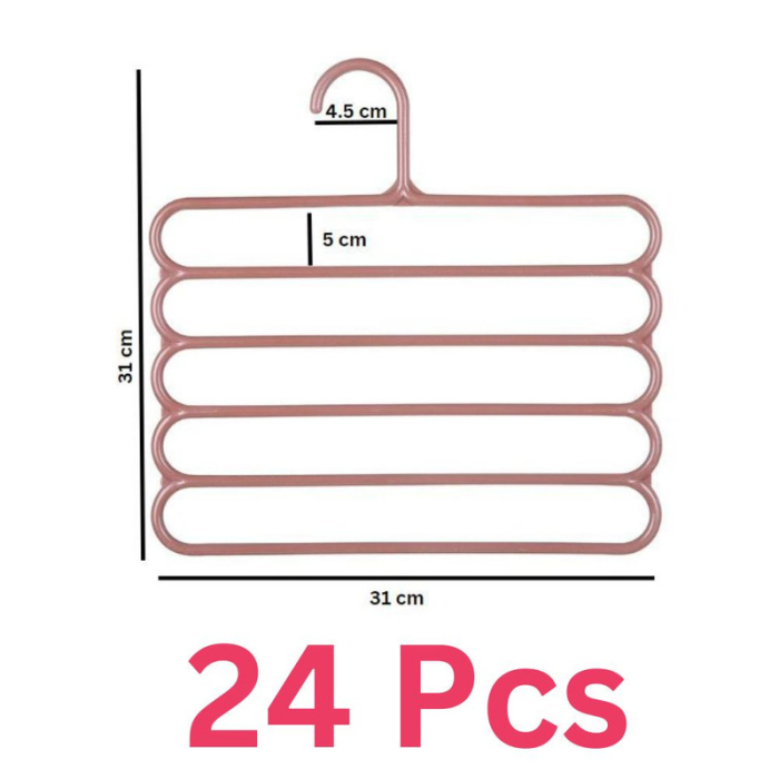 Set 24 Umerase Multifuncționale din Plastic Maro cu 5 Pozitii Antiderapante pentru Organizare Eficientă a Garderobei [1]