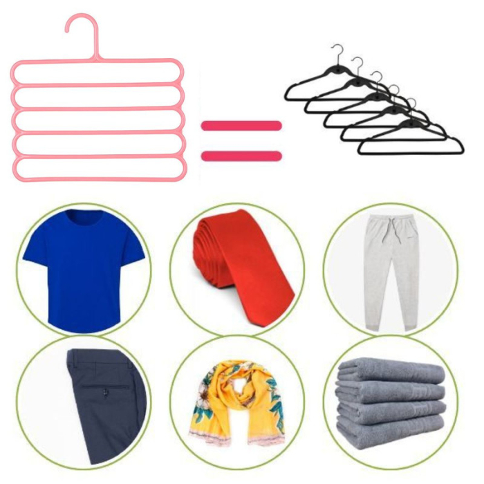 Set 24 Umerase Multifunctionale din Plastic cu 5 pozitii pentru Haine si Accesorii Anti-derapante 31 x 31 cm Roz - IoArtify.ro [3]