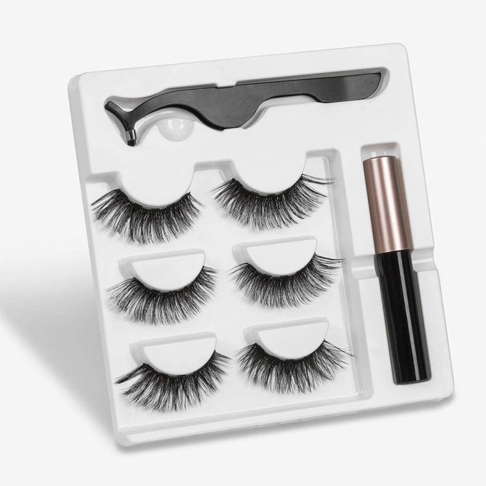 Set 3 Perechi Gene Magnetice Reutilizabile + Pensetă și Creion Ochi – Efect Natural și Rezistent la Apă [1]